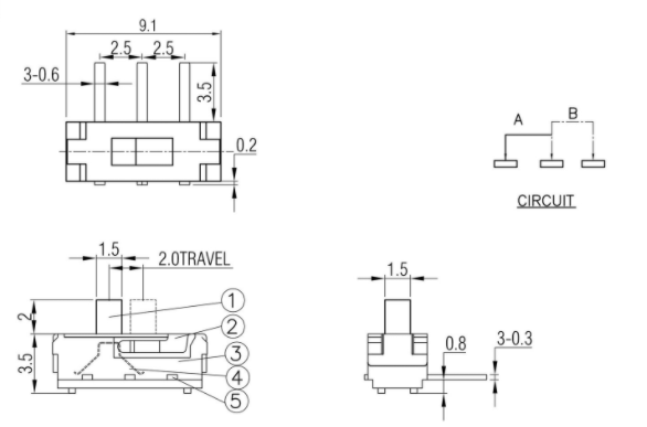 三腳兩檔撥動(dòng)開關(guān)接線圖